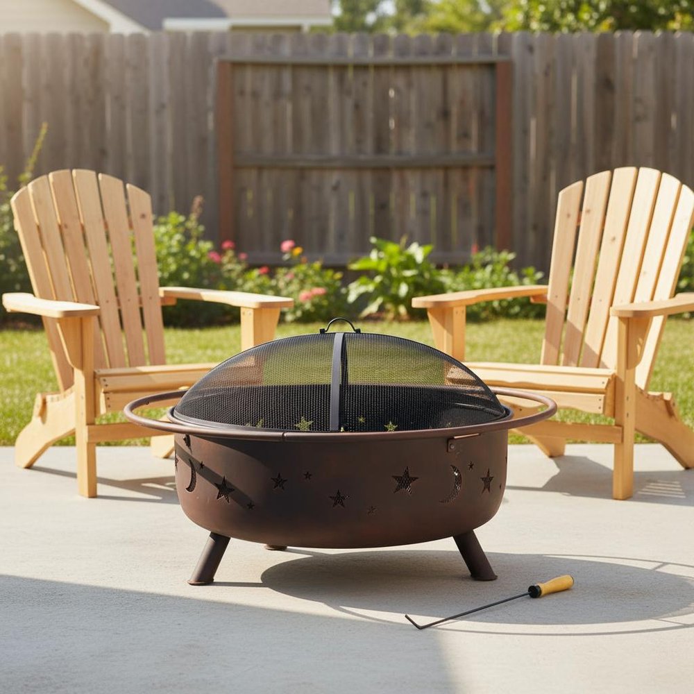 42" Bronze Steel Wood Burning Round Fire Pit