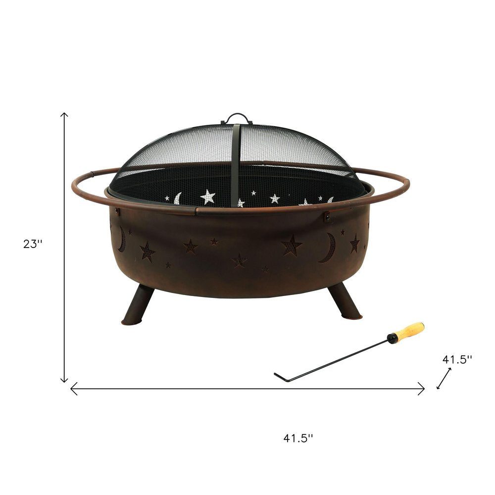 42" Bronze Steel Wood Burning Round Fire Pit