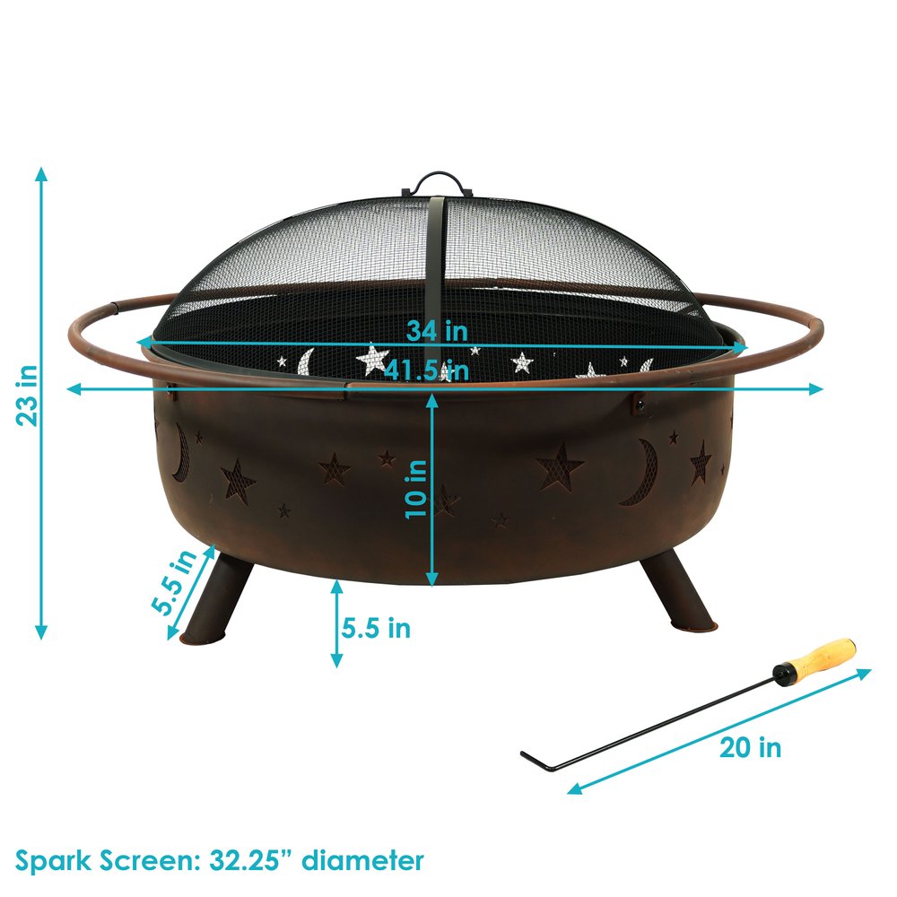 42" Bronze Steel Wood Burning Round Fire pit