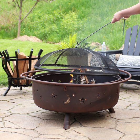42" Bronze Steel Wood Burning Round Fire Pit