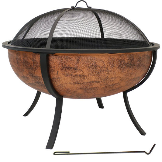 32" Copper Steel Wood Burning Round Fire Pit