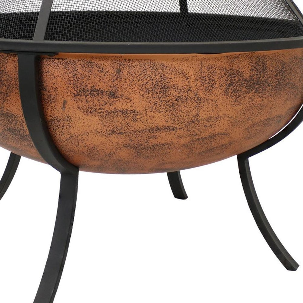 32" Copper Steel Wood Burning Round Fire pit