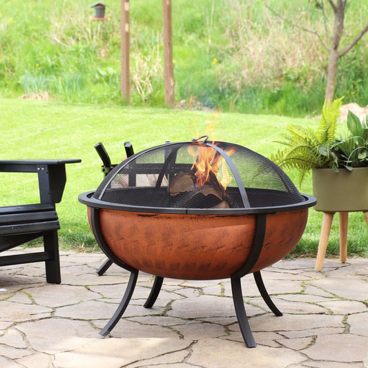 32" Copper Steel Wood Burning Round Fire Pit