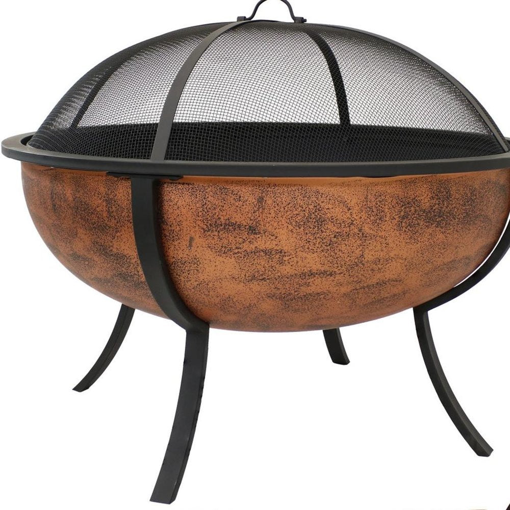 32" Copper Steel Wood Burning Round Fire pit