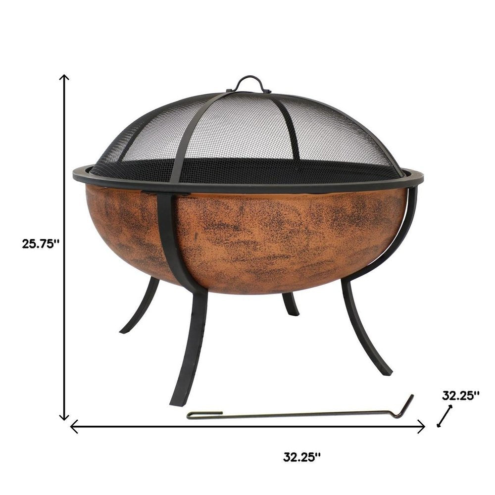 32" Copper Steel Wood Burning Round Fire pit