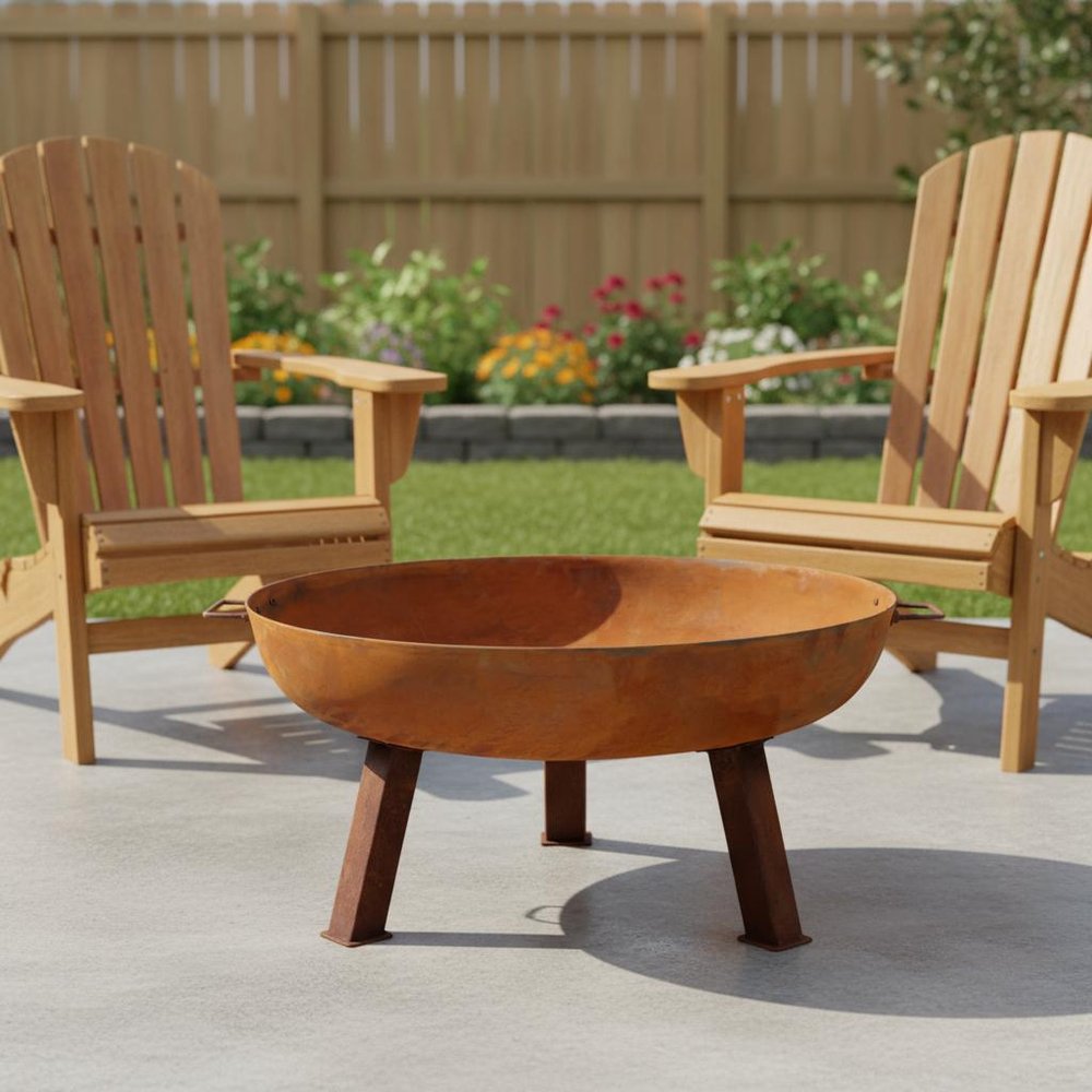 34" Rust Steel Wood Burning Round Fire Pit