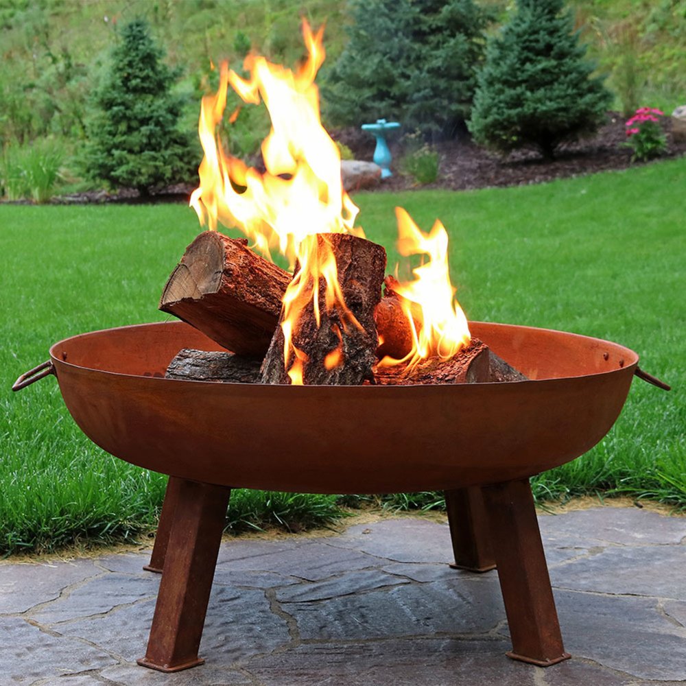 34" Rust Steel Wood Burning Round Fire pit