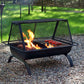 36" Black Steel Wood Burning Rectangular Fire pit With Cover