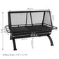 36" Black Steel Wood Burning Rectangular Fire pit With Cover