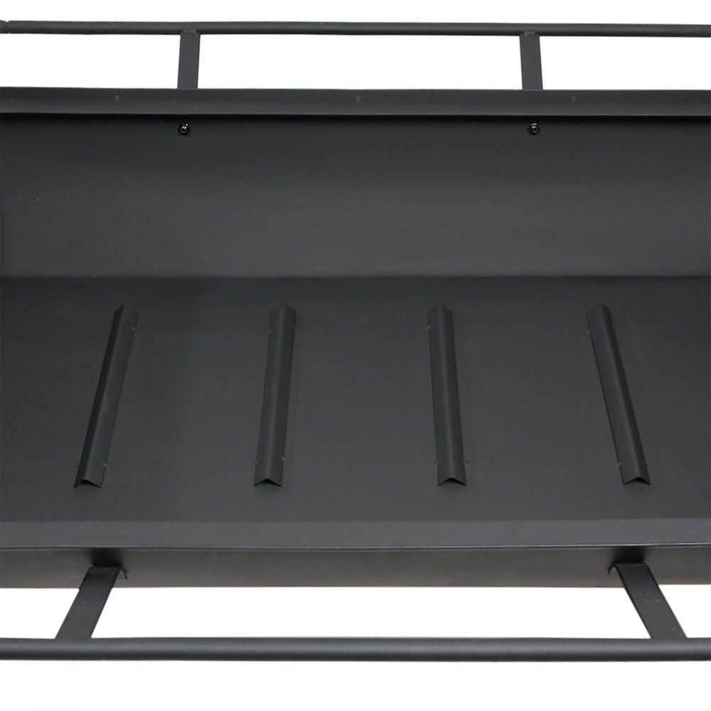 36" Black Steel Wood Burning Rectangular Fire Pit With Cover