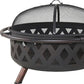 36" Black Steel Wood Burning Round Fire pit With Cover