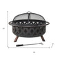 36" Black Steel Wood Burning Round Fire pit With Cover