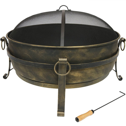 40" Black Steel Wood Burning Round Fire pit