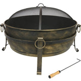 40" Black Steel Wood Burning Round Fire pit