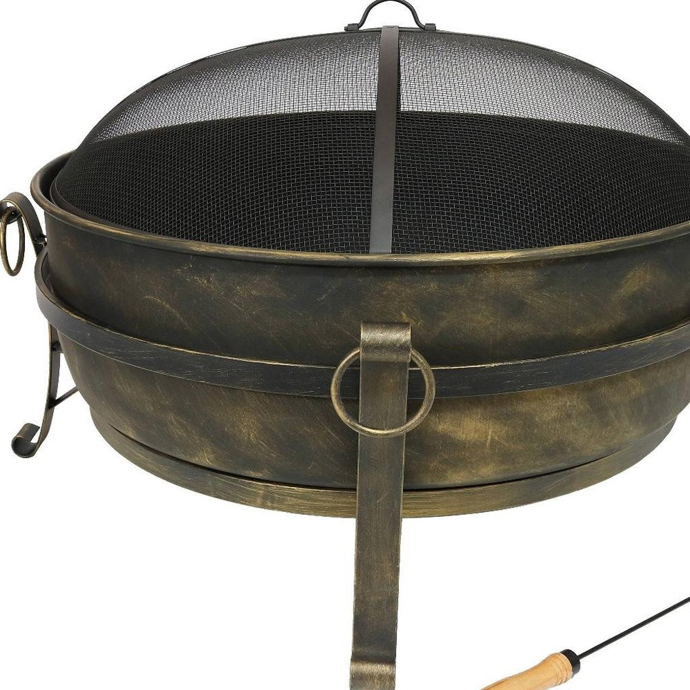 40" Black Steel Wood Burning Round Fire Pit