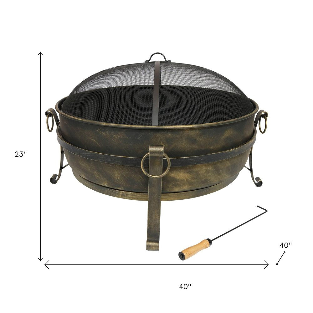 40" Black Steel Wood Burning Round Fire Pit