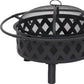 30" Black Steel Wood Burning Round Fire Pit With Cover