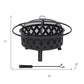 30" Black Steel Wood Burning Round Fire pit With Cover