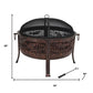 34" Bronze Steel Wood Burning Round Fire pit With Cover