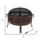 34" Bronze Steel Wood Burning Round Fire Pit With Cover