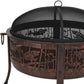 34" Bronze Steel Wood Burning Round Fire Pit With Cover