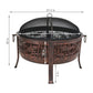 34" Bronze Steel Wood Burning Round Fire pit With Cover