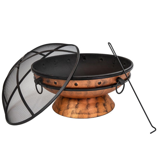 30" Copper Steel Wood Burning Round Fire Pit