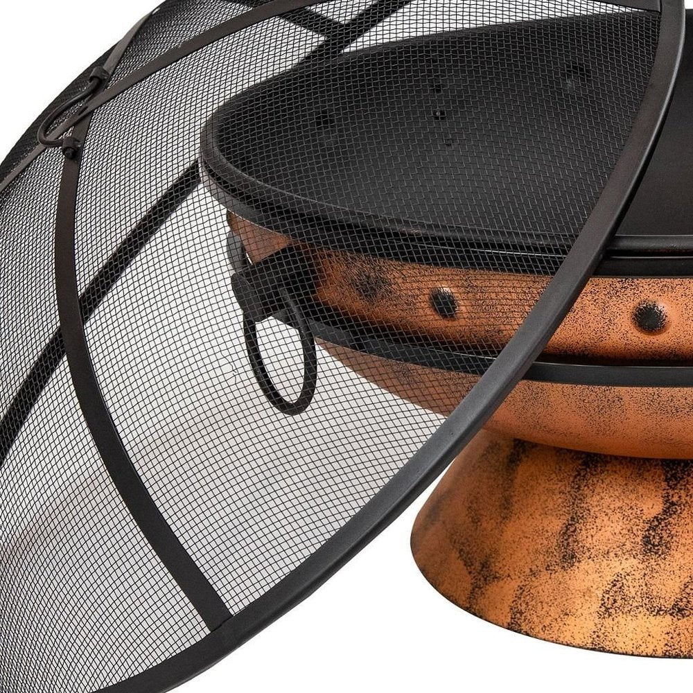30" Copper Steel Wood Burning Round Fire Pit