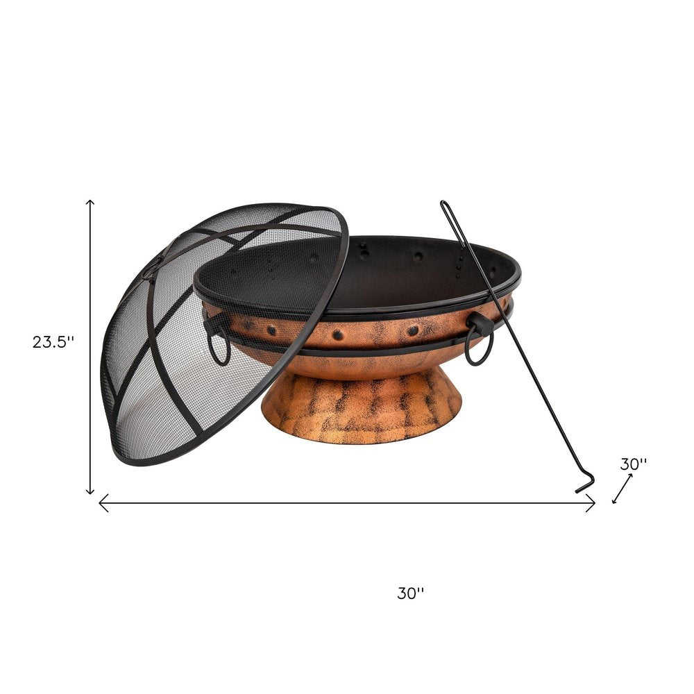 30" Copper Steel Wood Burning Round Fire Pit