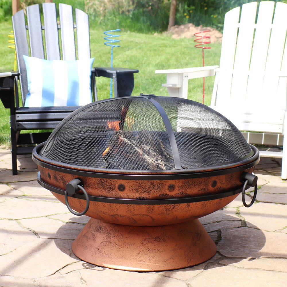 30" Copper Steel Wood Burning Round Fire Pit