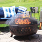 36" Bronze Steel Wood Burning Round Fire Pit With Cover