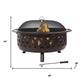 36" Bronze Steel Wood Burning Round Fire pit With Cover