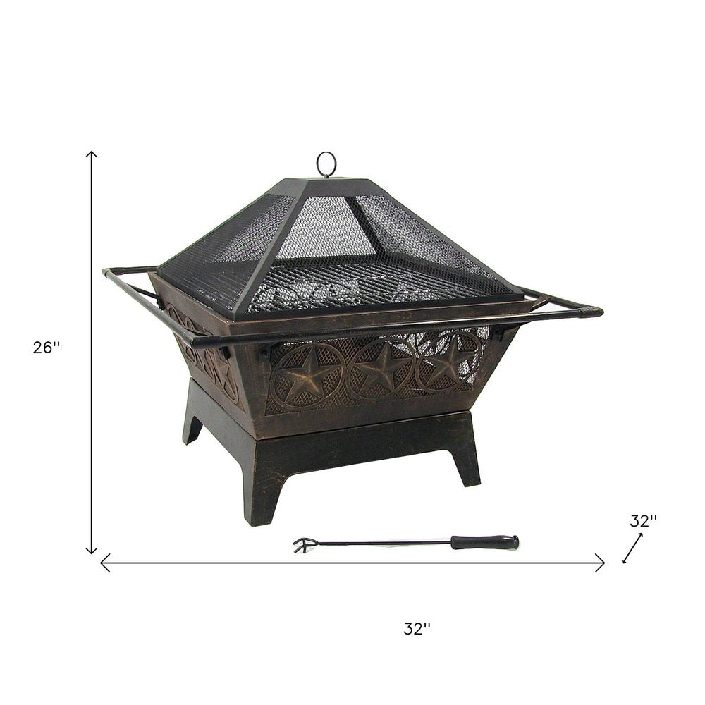 32" Bronze Steel Wood Burning Round Fire pit