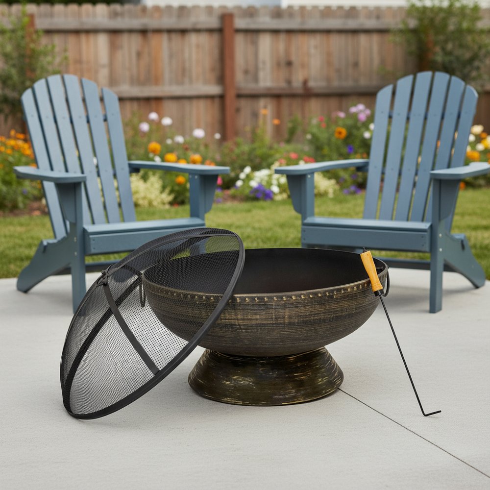30" Bronze Steel Wood Burning Round Fire pit