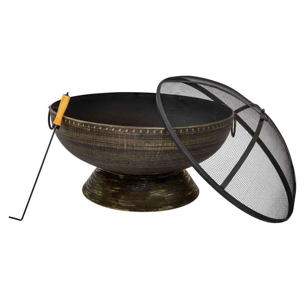 30" Bronze Steel Wood Burning Round Fire Pit
