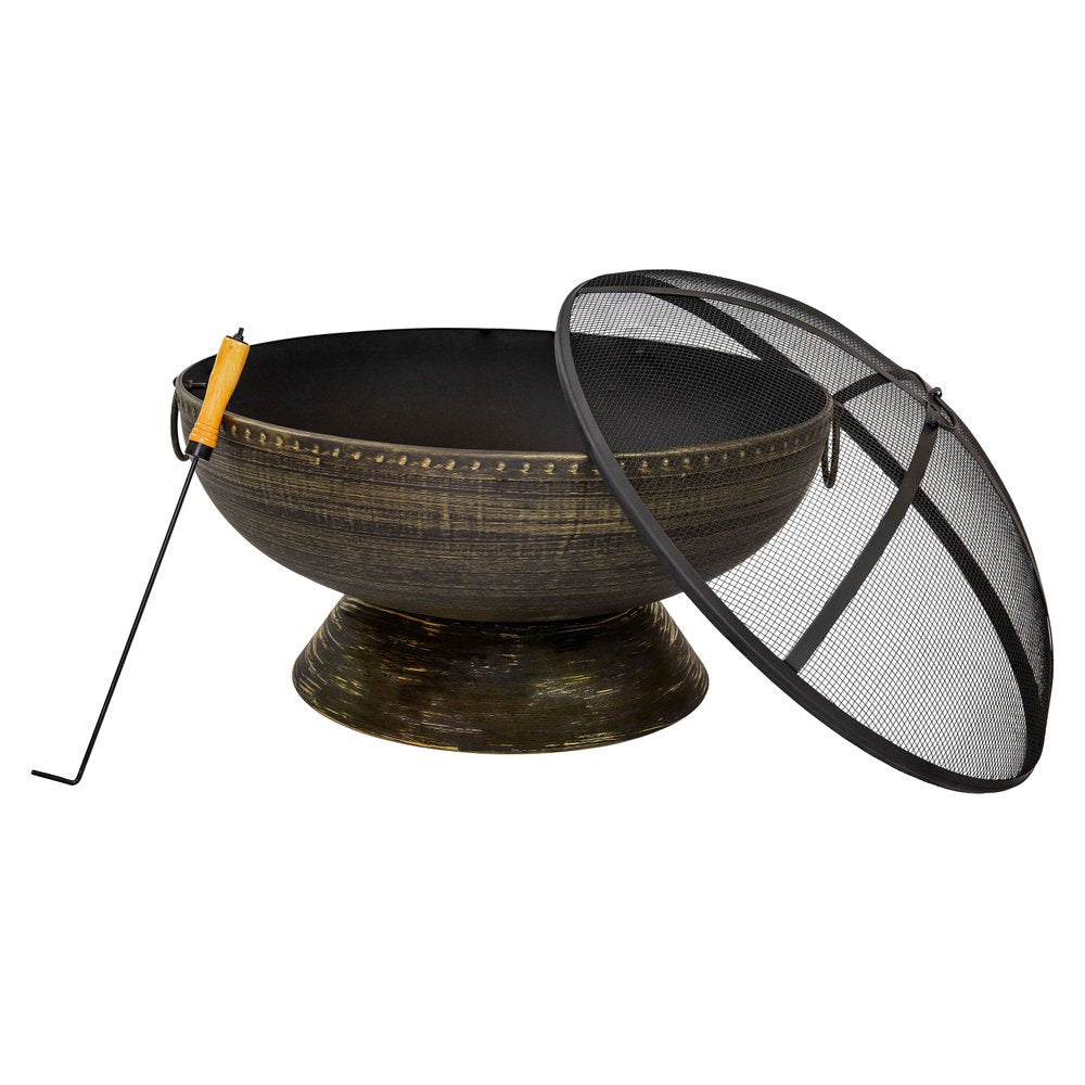 30" Bronze Steel Wood Burning Round Fire pit