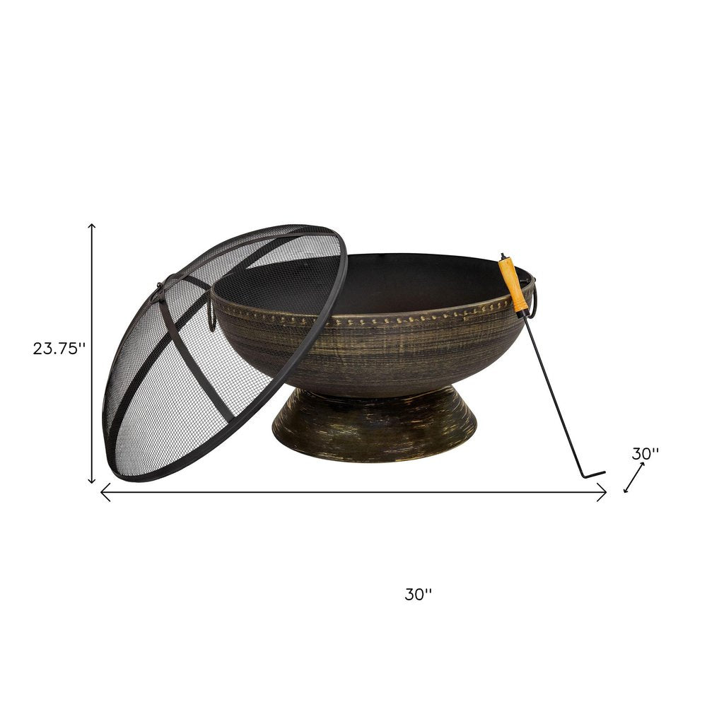 30" Bronze Steel Wood Burning Round Fire Pit