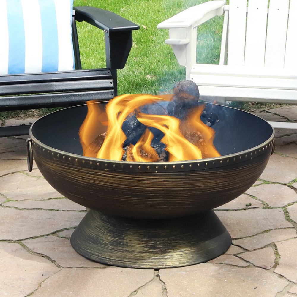 30" Bronze Steel Wood Burning Round Fire Pit