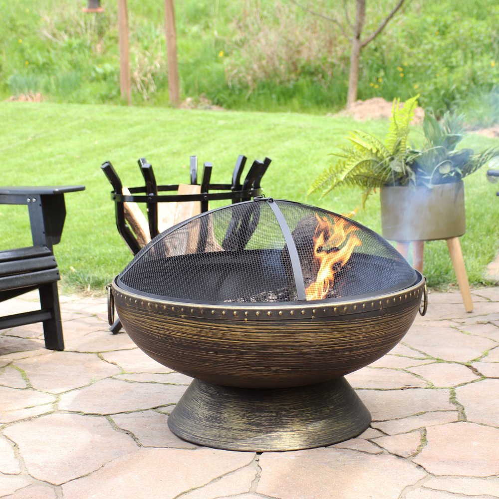 30" Bronze Steel Wood Burning Round Fire Pit