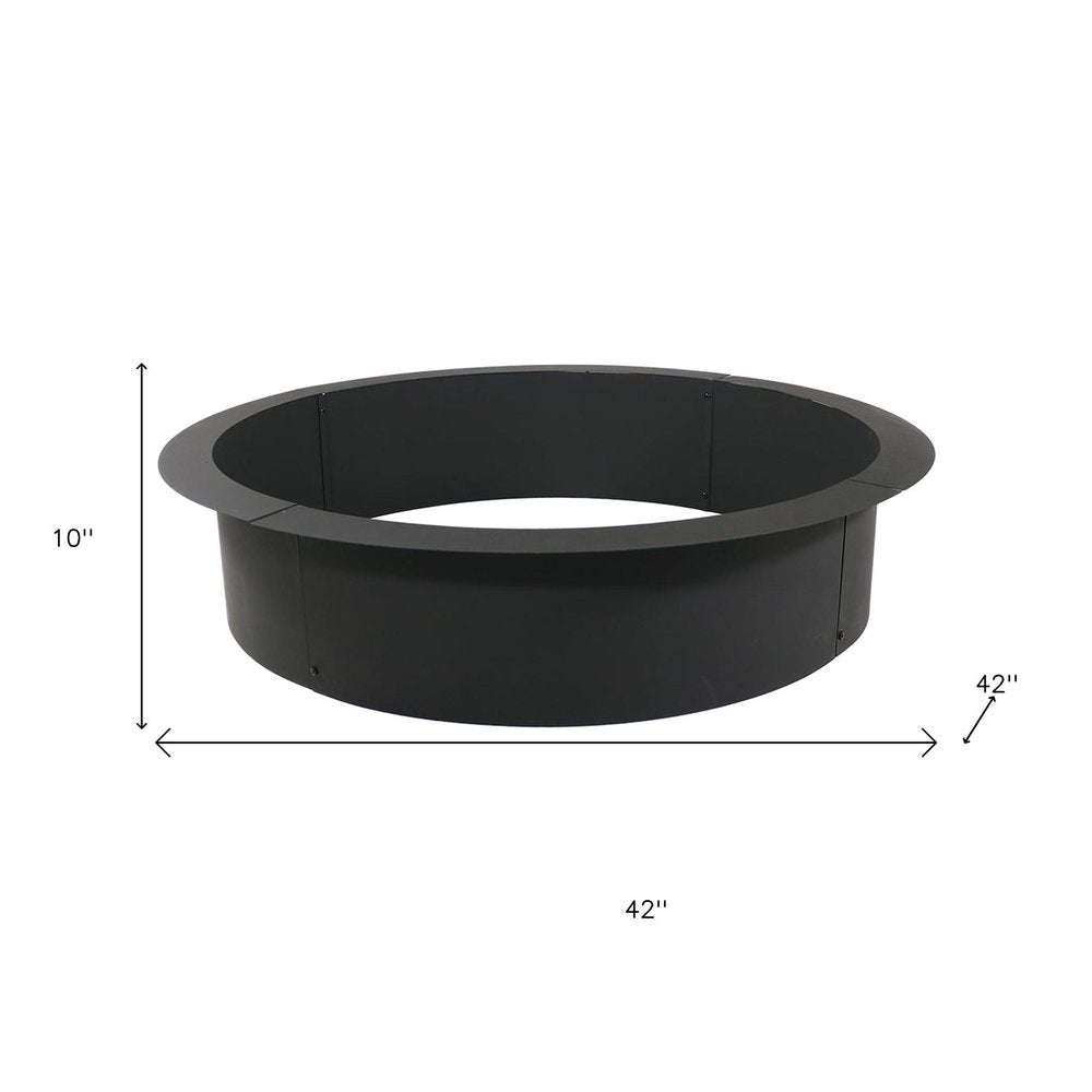42" Black Steel Wood Burning Round Fire ring