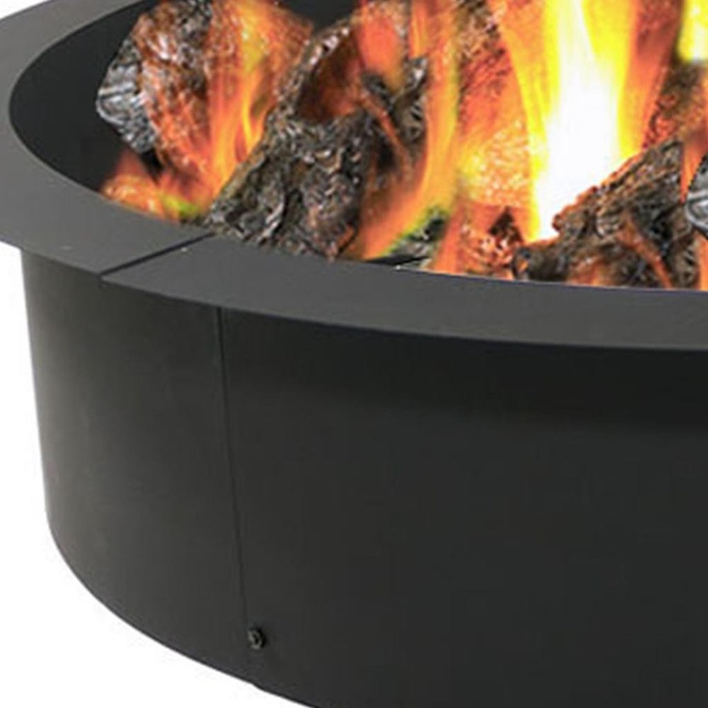 42" Black Steel Wood Burning Round Fire ring
