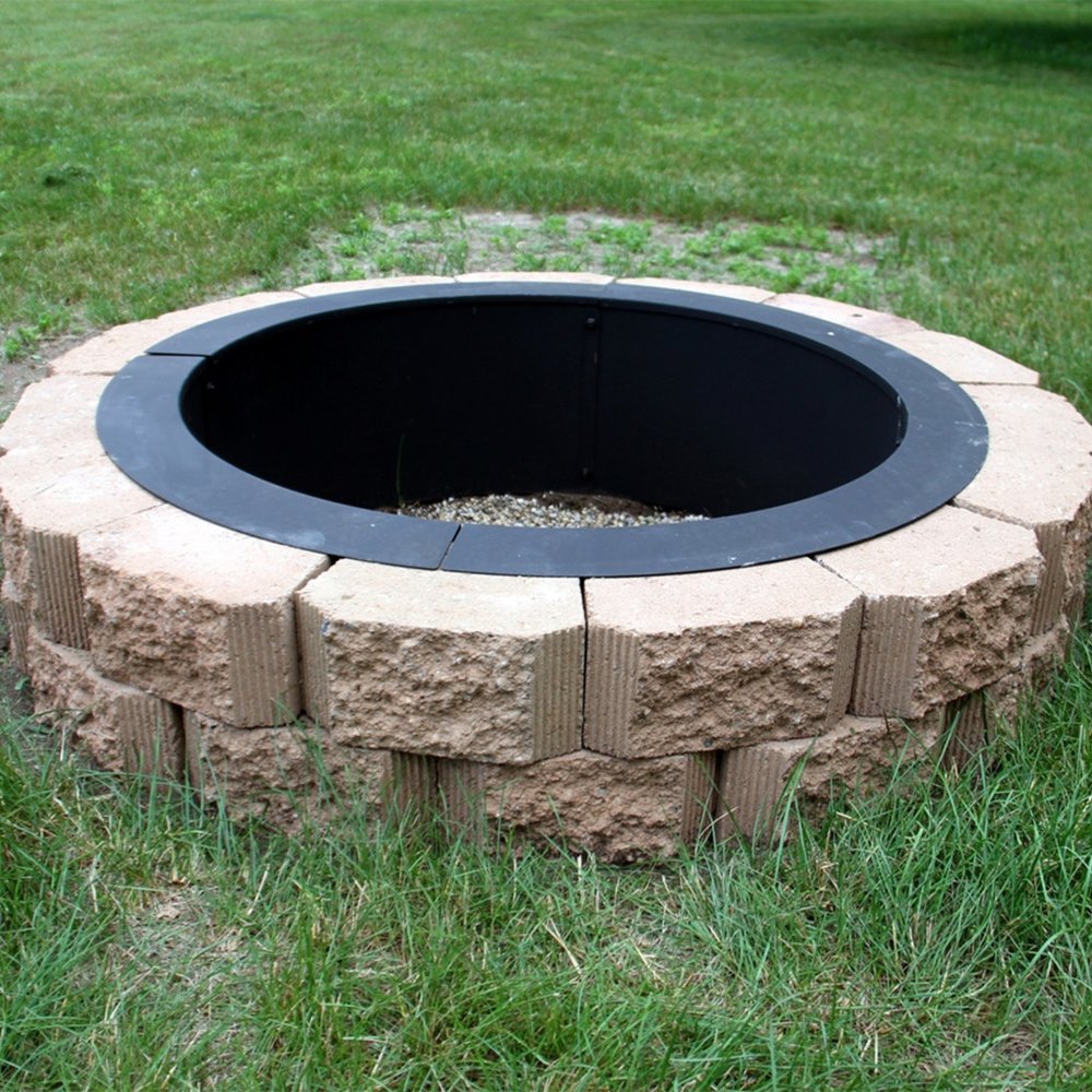 42" Black Steel Wood Burning Round Fire ring