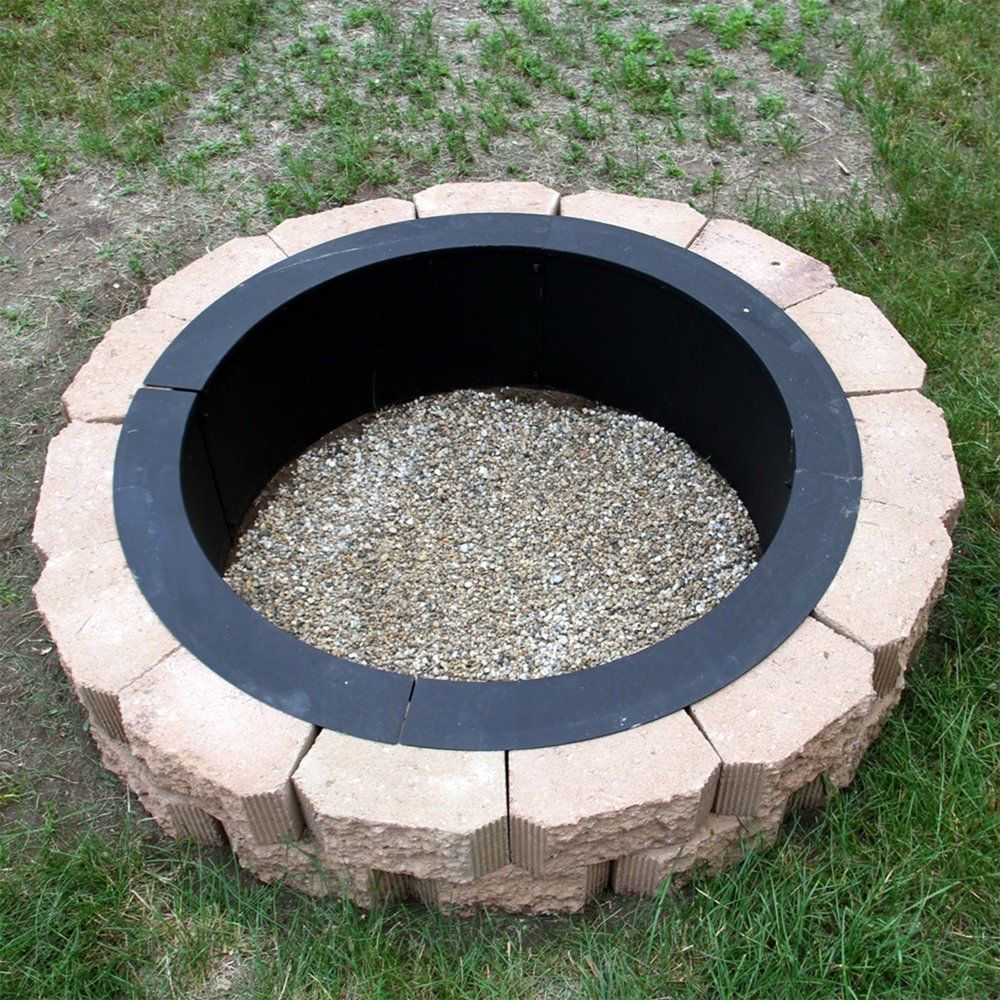 42" Black Steel Wood Burning Round Fire ring