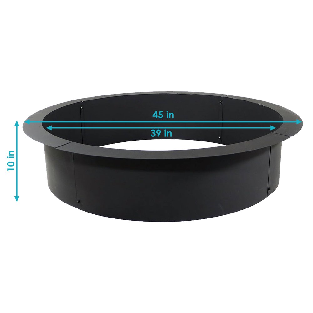 45" Black Steel Wood Burning Round Fire ring