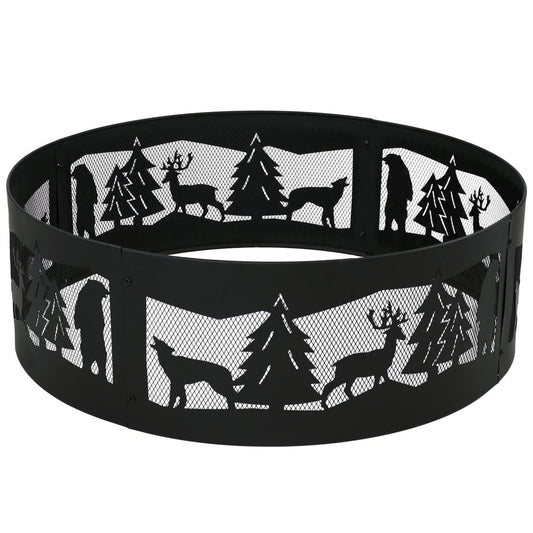 36" Black Steel Wood Burning Round Fire Ring