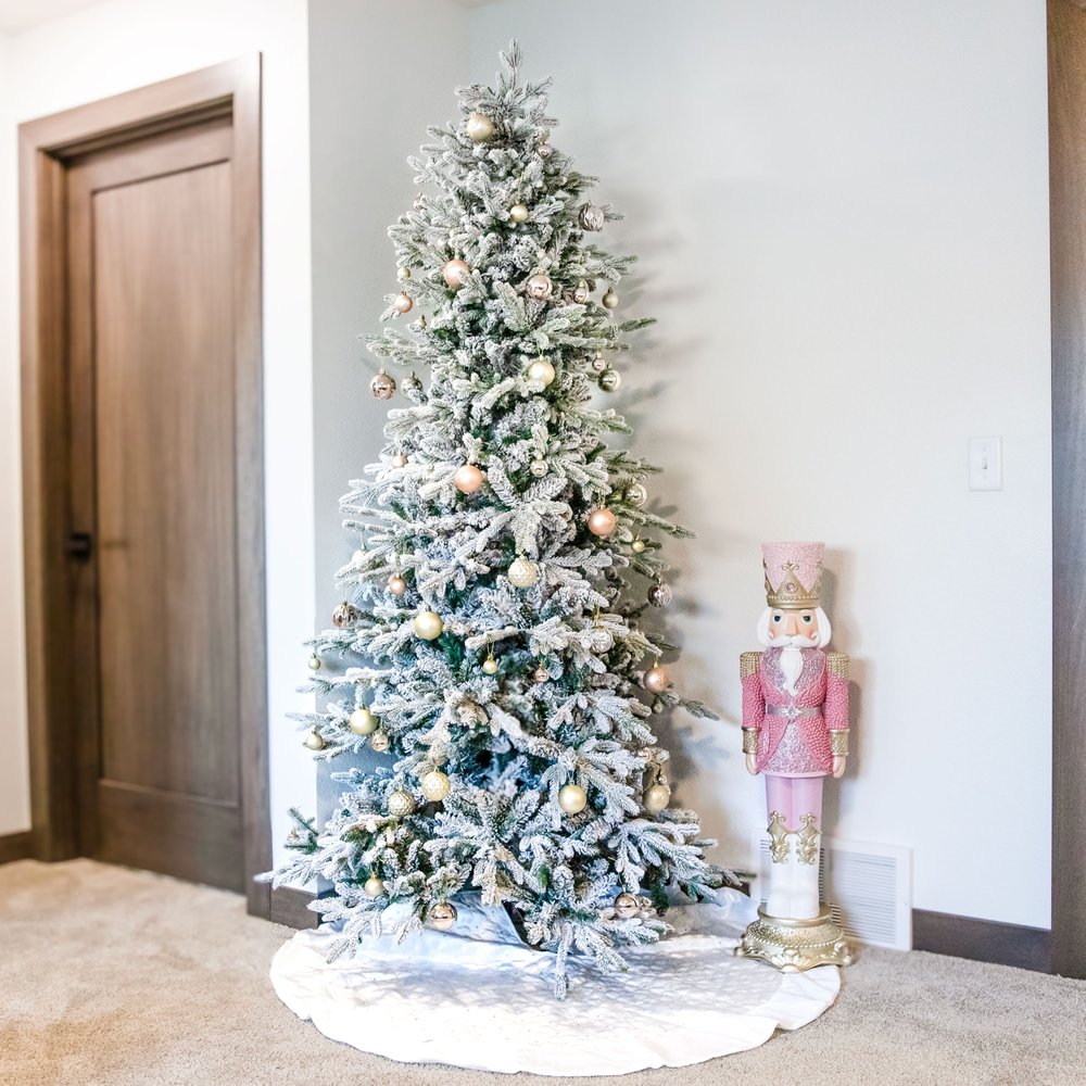 7' Slender Flocked Pine Christmas Tree