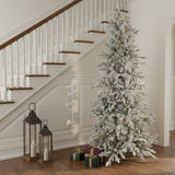 7' Slender Flocked Pine Christmas Tree