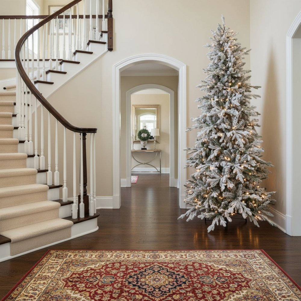 7' Slender Flocked Pine Christmas Tree