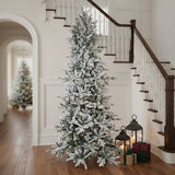 8' Slender Flocked Pine Christmas Tree