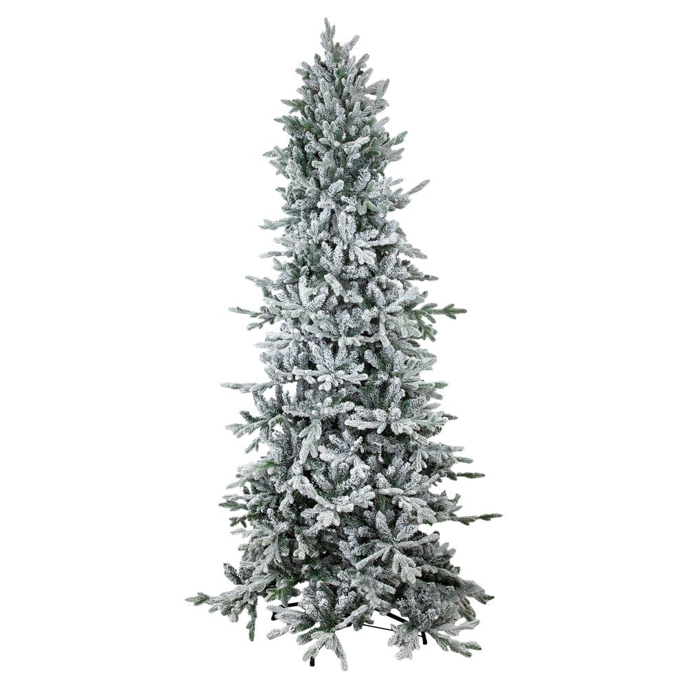 8' Slender Flocked Pine Christmas Tree